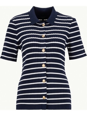 Fabrika Lacivert - Beyaz Kadın Hırka F6SL-HRK0347