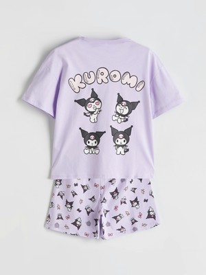 Lc Waikiki Yeni Sezon Bisiklet Yaka Kuromi Baskılı Kız Çocuk Şortlu Pijama Takımı