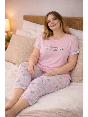 Morvarid Kadın Büyük Beden Kapri Pijama Takımı – Yumuşak Dokulu, Konforlu Ev Giyimi