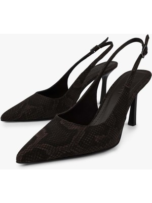 Shoeberry Kadın Vina Kahve Yılan Desenli Stiletto
