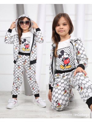 Mickey Mouse Üçlü Kız Çocuk Eşofman Takımı Tuhfetower
