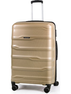 Polo&sky Azra Model Gold Pp Polipropilen Kırılmaz Büyük Boy Valiz Bavul