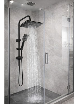 Siyah Robot Tepe Duş Seti Çok Fonksiyonlu Pirinç Yönlendirici