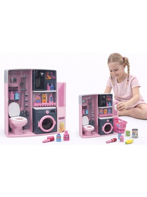 Nasyonel Toys Kız Çocuk Oyuncak Banyo & Çamaşır Odası Seti – Mini Ev Eşyaları Oyun Seti