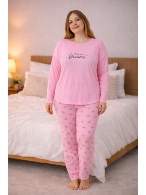 Morvarid Büyük Beden Kadın Uzun Kollu Pijama Takımı Rahat Ev Giyim Yumuşak Kumaş