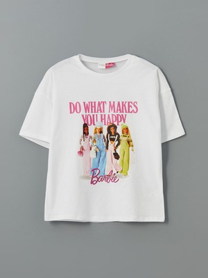 Lc Waikiki Yeni Sezon Bisiklet Yaka Barbie Baskılı Kız Çocuk Pijama Üst