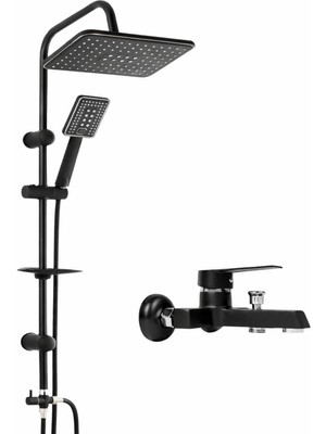 Fulcie Siyah Robot Siyah Kare Set Banyo Bataryası 2'li Set Lüks Set