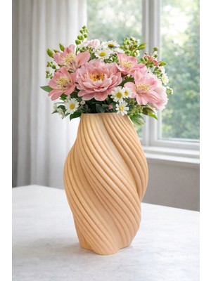 3D Tasarım Modern Vazo – Minimal Dekoratif Çiçek Vazosu 20CM Uzunluk