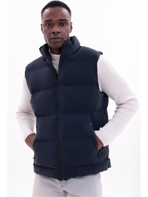 Freemen Erkek Nova Kumaş Şişme Yelek Dolgulu Fermuarlı Cepli Su ve Rüzgar Geçirmez