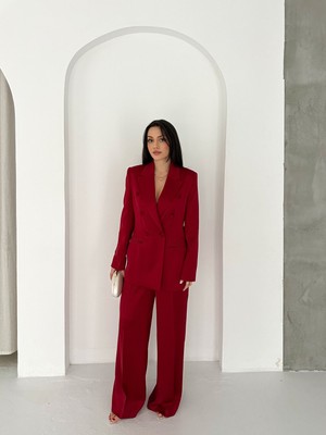 Vuntal Sırt Detaylı Saten Lazer Takım Elbise