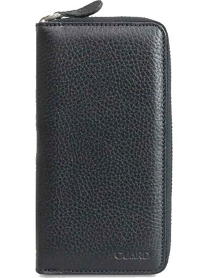 Guard 3016 Siyah Hakiki Deri Fermuarlı Portföy Cüzdan