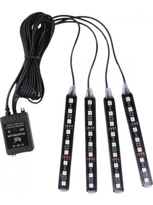 MiraLive Araç Içi Aydınlatma Kumandalı 12 LED Ayak Altı LED Ambiyans Işığı Sese Duyarlı Kumandalı