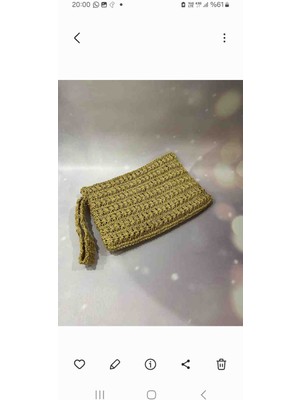 Creatif La Femme Hasır Rengi Kağıt Ip Clutch Çanta