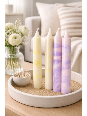 BRANDSMITHS El Yapımı Dekoratif Şamdan Mumları- 4'lü Set-