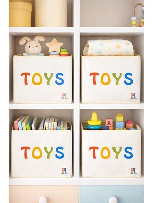 Luxway Home Toys Desenli Kapaksız Dolap Içi Çamaşır Oyuncak Düzenleyici Katlanır Saklama Kutusu 30X30X30