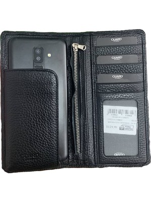 Guard 3029 Chelsea Siyah Telefon Bölmeli Hakiki Deri El Portföy Cüzdanı