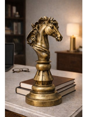 BRANDSMITHS El Yapımı Dekoratif Satranç Figürü – At (Koyu Ton)