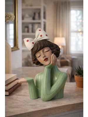 BRANDSMITHS El Yapımı Seramik Kız Figürlü Kase – Sage Ivory Bow