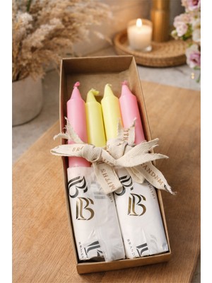 BRANDSMITHS El Yapımı Dekoratif Şamdan Mumları- 4'lü Set- Renk Varyantı 5