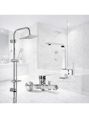 Krom Robot Krom Kare Lavabo Krom Kare Banyo Bataryası 4 Lü Set