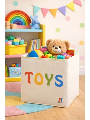 Luxway Home Toys Desenli Kapaksız Dolap Içi Çamaşır Oyuncak Düzenleyici Katlanır Saklama Kutusu 30X30X30