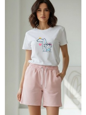 Makiteks 2li Takım Kadın Şort Tişört Takım Hello Kitty
