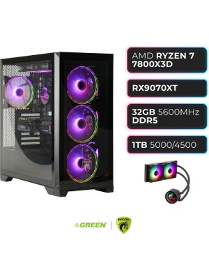 Green Grıffın G9 | Rx 9070 Xt | Ryzen 7 7800X3D | 32 GB Ddr5 Ram | 1tb SSD | Sıvı Soğutucu | Oyuncu Oem Paket