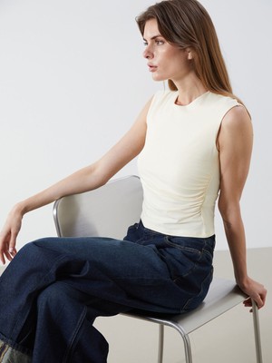 Lc Waikiki Yeni Sezon Bisiklet Yaka Büzgülü Bluz