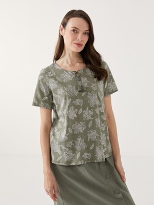 Lc Waikiki Yeni Sezon Bağlamalı Yaka Çiçekli Bluz