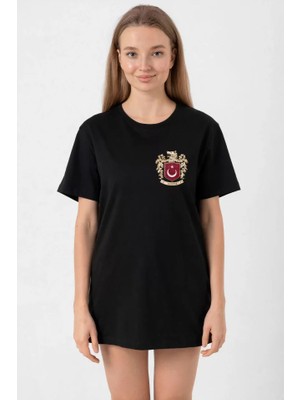 Adisia Türk Arma Baskı T-Shirt - Siyah