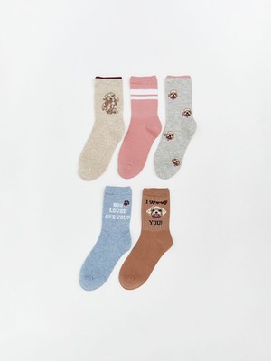 Lc Waikiki Yeni Sezon Desenli Kız Çocuk Soket Çorap 5'li