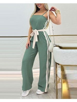 Adisia Kadın Ip Askılı Straplez Belden Kuşaklı Viskon Iki Iplik Tulum