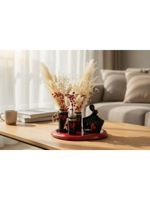 Kelebek Rüyası Sanat Atölyesi Aşk Temalı Vazo Set , Kalpli Set , Sevililer Günü , Hediyelik , Dekor