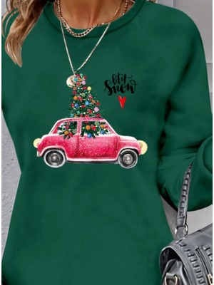 Adisia Kadın Uzun Kollu Bisiklet Yaka Desenli Viskon Iki Iplik Elbise