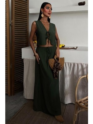 Adisia Yelek Önden Bağlamalı Uzun Etekli Takım 10192