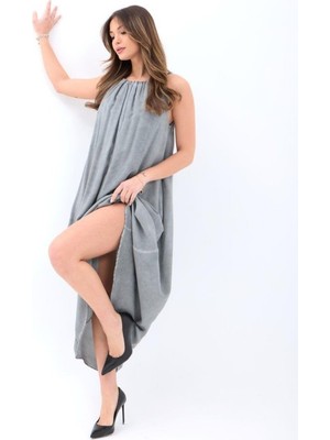 Adisia 7387 Elbise-Gri