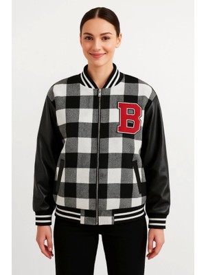 Adisia Kolları Suni Deri Içi Astarlı Oduncu Kolej Içi Ceket - Gri