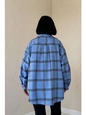 Adisia Mavi Ekose Desenli Gömlek