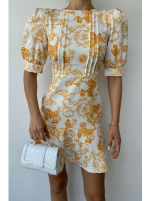 Adisia Sarı Çiçekli Elbise