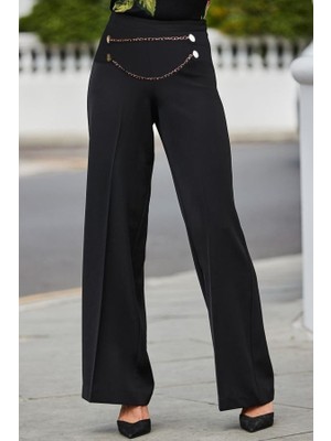 Adisia Kadın Beli Zincir Detay Ithal Krep Pantolon