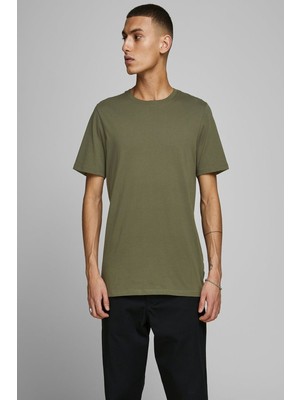 Jack & Jones Erkek Yuvarlak Yaka Haki Yeşil Renk Tişört 12156101