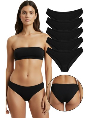 Sensu Kadın Günlük Pamuklu Külot Siyah Bikini Model 5'li Paket KTS1056