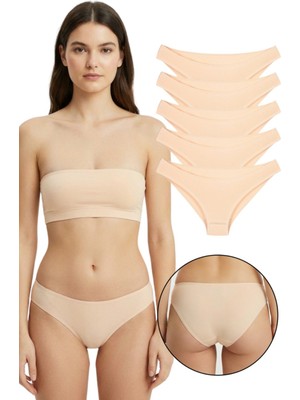Sensu Kadın Günlük Pamuklu Külot Ten Bikini Model 5'li Paket KTS1058