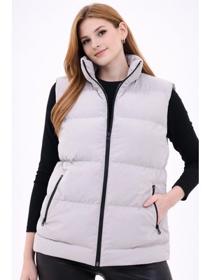 Freemen Kadın Nova Kumaş Dik Yaka Su ve Rüzgar Geçirmez Astarlı Şişme Yelek