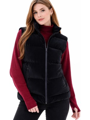 Freemen Kadın Nova Kumaş Dik Yaka Su ve Rüzgar Geçirmez Astarlı Şişme Yelek