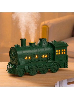 CoverZone TD77 Buhar Treni Görünümlü 300ML Hava Nemlendirici Difüzör | Çift Nozullu Güçlü Soğuk Buhar | Dekoratif Masaüstü Ofis ve Yatak Odası Nem Makinesi | 24CM x 13CM
