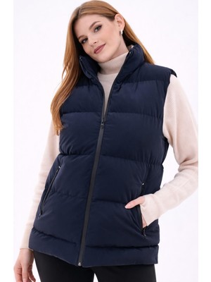 Freemen Kadın Nova Kumaş Dik Yaka Su ve Rüzgar Geçirmez Astarlı Şişme Yelek