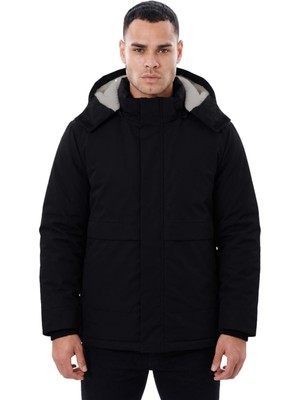 Freemen Erkek Çıkma Kapüşon Kürklü Su ve Rüzgar Geçirmez Kol Ucu Ribanalı Mont