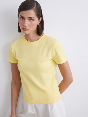 Lc Waikiki Yeni Sezon Bisiklet Yaka Işlemeli Kadın Tişört