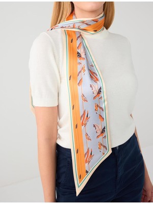 Jimmy Key Turuncu Yaprak Desenli Fular